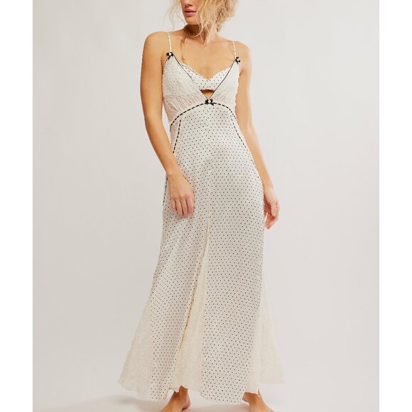 NWT Free People White Polka Dot Chemise - Picture 2 of 10